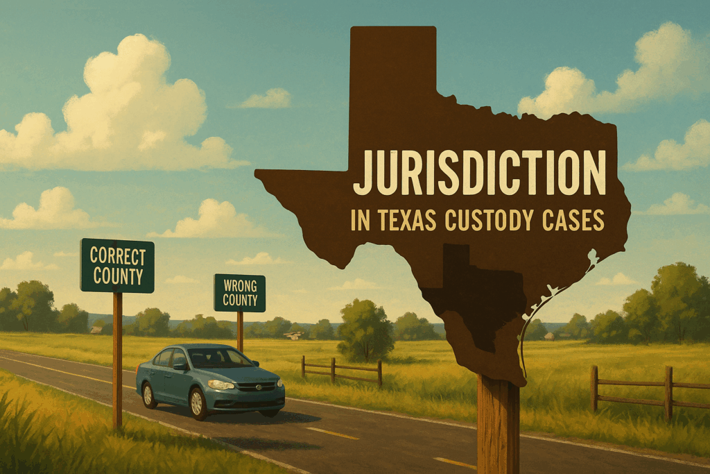 An illustration depicting the concept of jurisdiction in Texas custody cases.