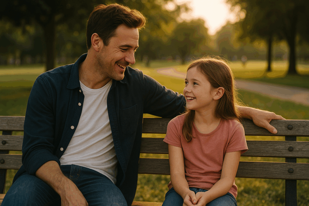 A parent engaging positively with their child during a custody dispute.