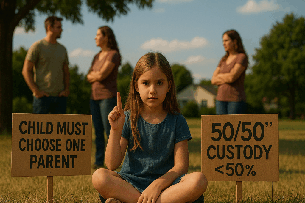 A visual representation of common misconceptions about joint custody arrangements.