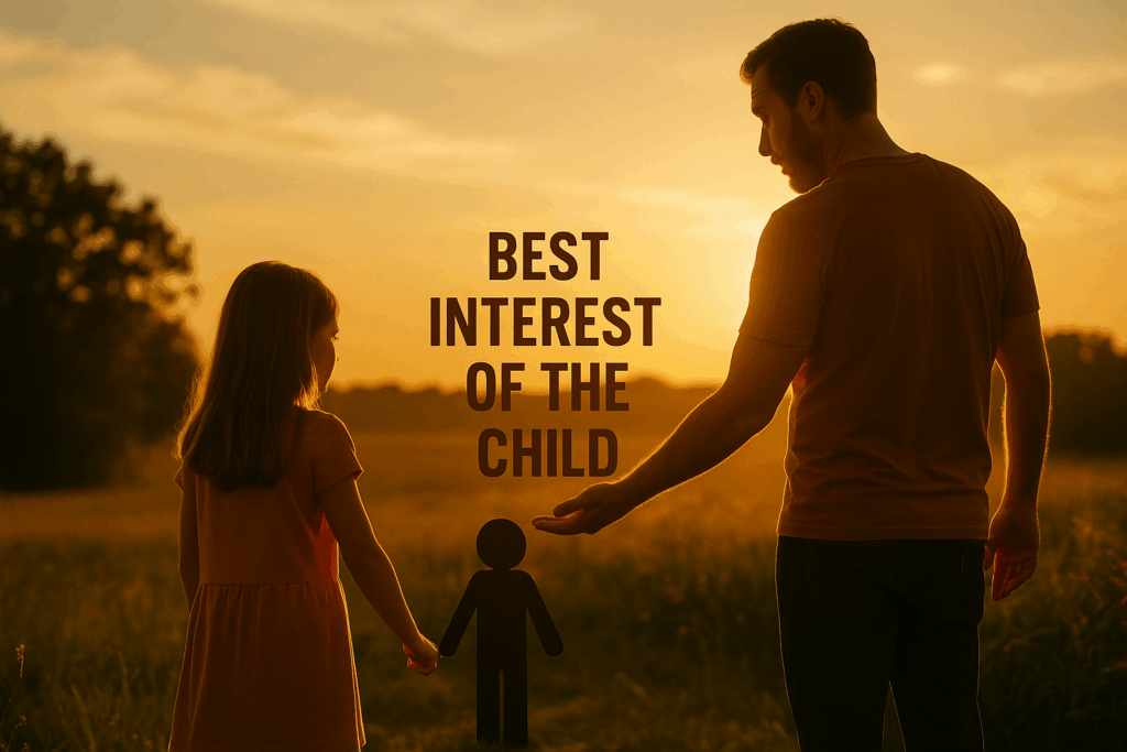 An illustration depicting the concept of the best interest of the child standard in custody cases.