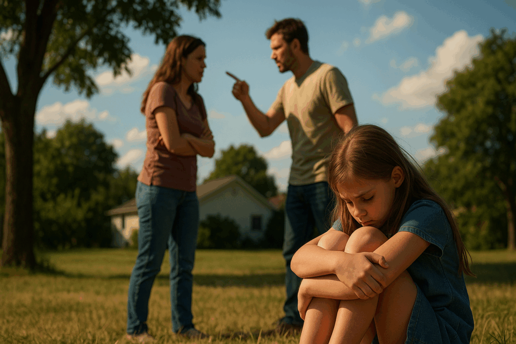 An illustration depicting the emotional toll of custody battles, highlighting the struggles faced by parents and children.