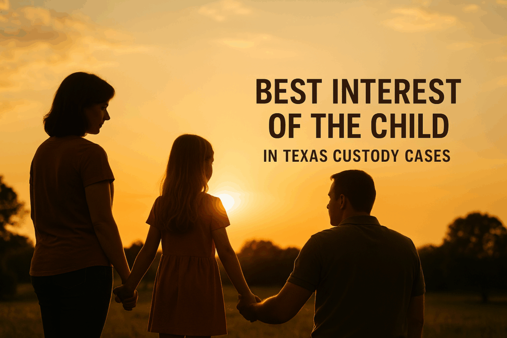 An illustration representing the best interest of the child standard in Texas custody cases.
