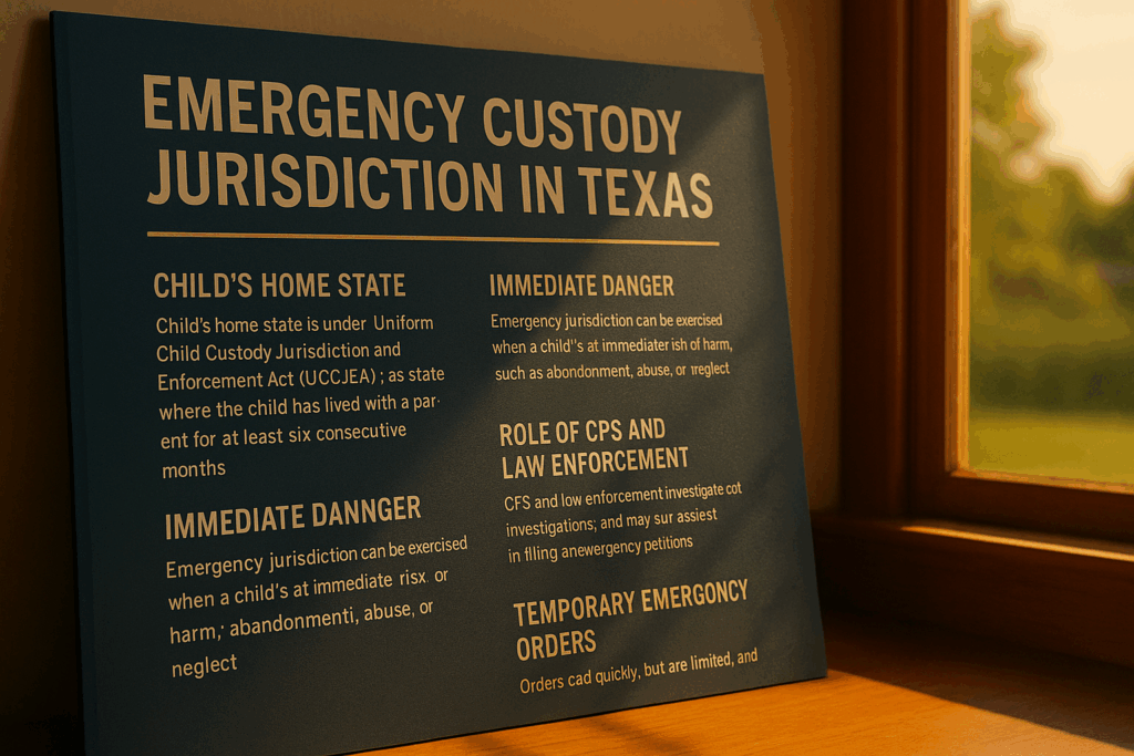 An overview of emergency custody jurisdiction in Texas, highlighting key legal concepts.