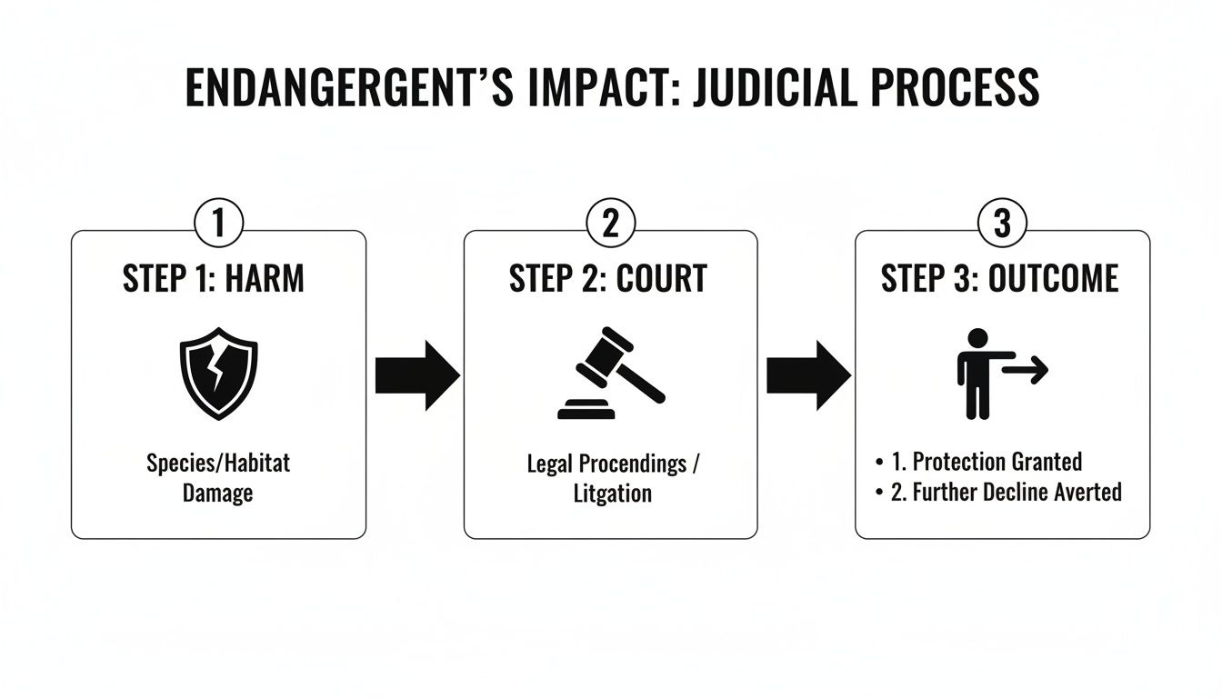 Infographic details the judicial process of endangerment impacts on species and habitats.